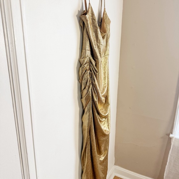 JLUXLABEL Bodycon Metallic Gold Maxi Dress, Fully Lined - Picture 5 of 16